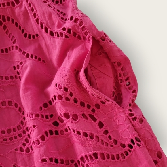 ANTHROPOLOGIE by MAEVE Belrose Eyelet Maxi Dress Barbie Pink Dress Size XS - Picture 11 of 14